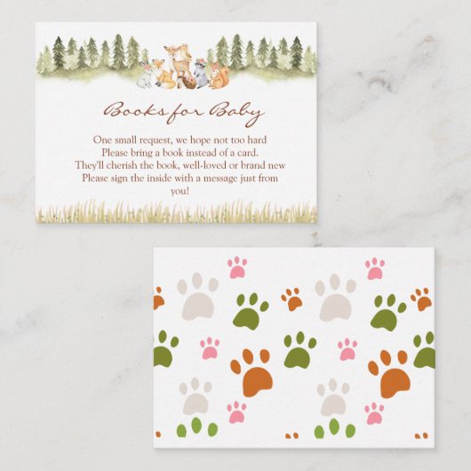 ウッドランドサファリテーマブックベビー エンクロージャーカード (正面/裏面)