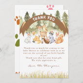 ウッドランドサファリテーマベビーシャワーサンキューカード 招待状 (正面/裏面)