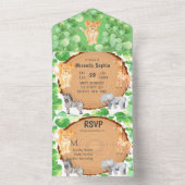 ウッドランドサファリ動物の赤ちゃんシャワー オールインワン招待状 (内側)