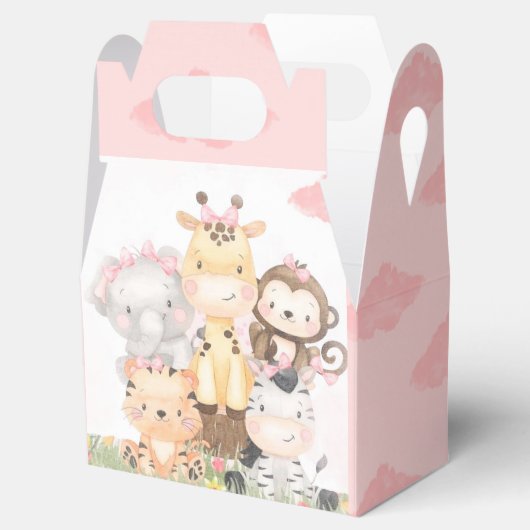 ウッドランドサファリ動物ガールベビーシャワー フェイバーボックス (オープン)