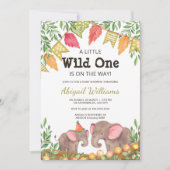 ウッドランドサファリ エレファント ベビーシャワー 招待状 (正面)