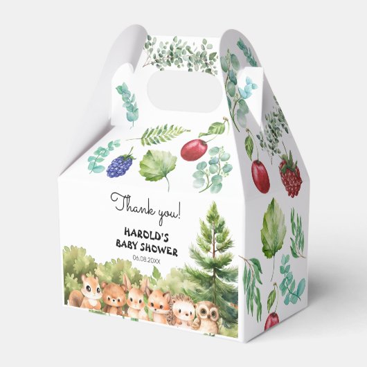 ウッドランドサマー男の赤ちゃんシャワー フェイバーボックス (正面サイド)
