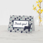 ウッドランドサンキューカード – ミント、海軍、グレー カード (黄色い花)