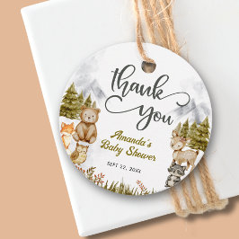 ウッドランドサンキューフォレスト動物ベビーシャワー フェイバータグ