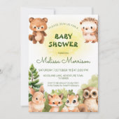 ウッドランドサンシャイン男の赤ちゃんシャワー 招待状 (正面)
