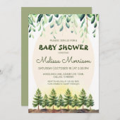 ウッドランドサンライズ男の赤ちゃんシャワー 招待状 (正面/裏面)