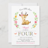 ウッドランドシカガール4番目のフローラ誕生日 招待状 (正面)