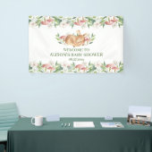 ウッドランドシカフローラ緑の赤ちゃんシャワー背景 横断幕 (トレードショー)