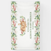 ウッドランドシカフローラ緑の赤ちゃんシャワー背景 横断幕 (縦)