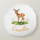 ウッドランドシカ名前をカスタムする ラウンドクッション (正面)