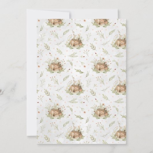 ウッドランドシカ |森の赤ちゃんシャワー招待状 (裏面)