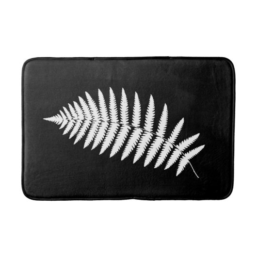 ウッドランドシダ2、白と黒 バスマット (正面)