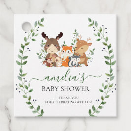 ウッドランドシックな緑の森の動物ありがとう フェイバータグ