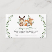 ウッドランドシックな緑の森の動物おむつラッフル エンクロージャーカード (正面)