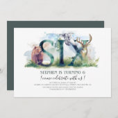 ウッドランドシックス – 第6誕生日招待状 招待状 (正面/裏面)