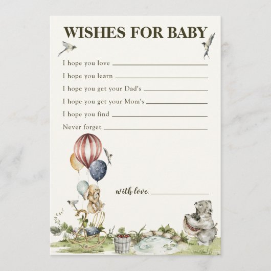 ウッドランドシャワーベビーの男女兼用願い アドバイスカード (正面)