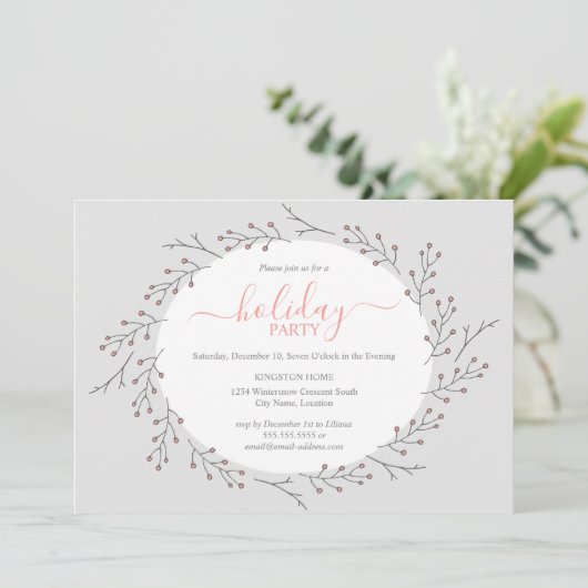 ウッドランドシンプルリースホリデーパーティー 招待状 (スタンド正面)