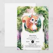 ウッドランドシンプル誕生日 招待状 (正面/裏面)