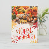 ウッドランドシーズンオータム秋ハッピーバースデー カード (スタンド正面)