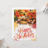 ウッドランドシーズンオータム秋ハッピーバースデー カード (正面/裏面インサイチュ)