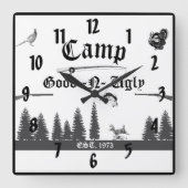ウッドランドシーンキャンプ名 スクエア壁時計 (正面)