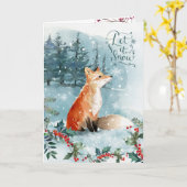 ウッドランドシーン、フォックスクリスマスフォールディンググリーティングカード カード (黄色い花)