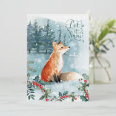 ウッドランドシーン、フォックスクリスマスフラットグリーティングカード カード (スタンド正面)