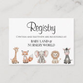 ウッドランドジャングル動物ベビーシャワーギフトレジストリ エンクロージャーカード (正面)