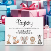 ウッドランドジャングル動物ベビーシャワーギフトレジストリ エンクロージャーカード