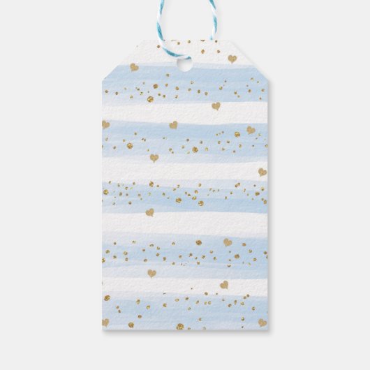 ウッドランドスイートハートヴァレンティーンズブルー金ゴールドバルーン ギフトタグ (裏面)