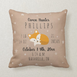 ウッドランドスターズスリーピーキツネ誕生統計子供部屋 クッション