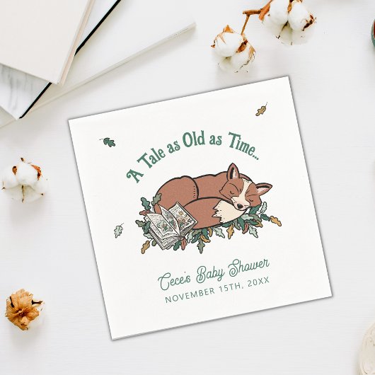 ウッドランドストーリーブックカスタムフレーズ赤ちゃんシャワー スタンダードカクテルナプキン