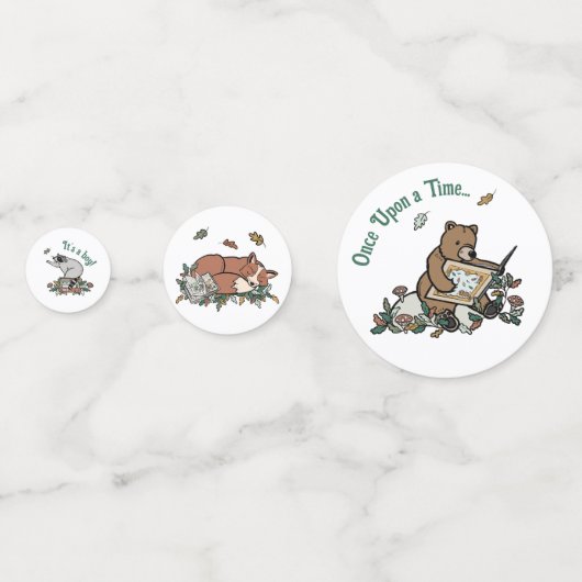 ウッドランドストーリーブックフォレストアニマルズベビーシャワー コンフェッティ (裏面)