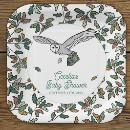 ウッドランドストーリーブックフクロウ赤ちゃんシャワー ペーパープレート
