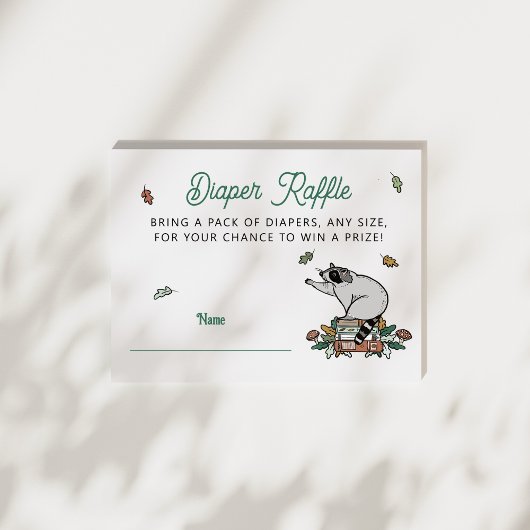 ウッドランドストーリーブックベビーシャワーおむつラッフル エンクロージャーカード