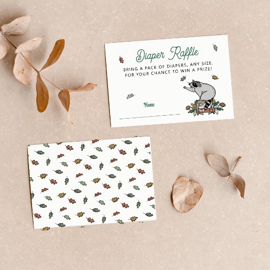 ウッドランドストーリーブックベビーシャワーおむつラッフル エンクロージャーカード