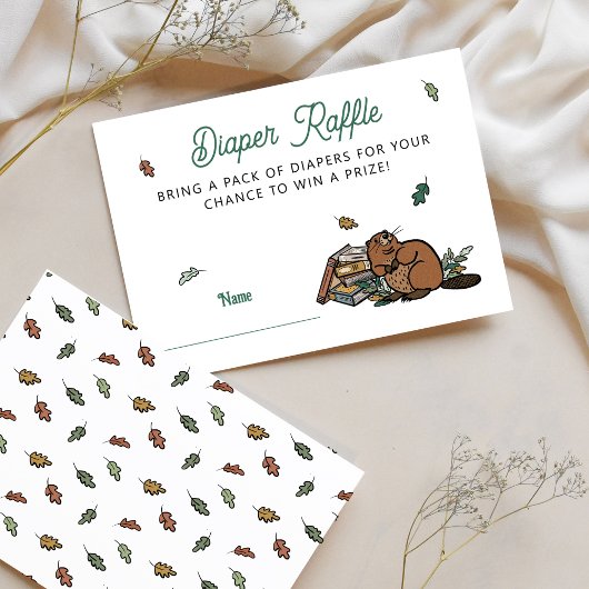ウッドランドストーリーブックベビーシャワーおむつラッフル エンクロージャーカード