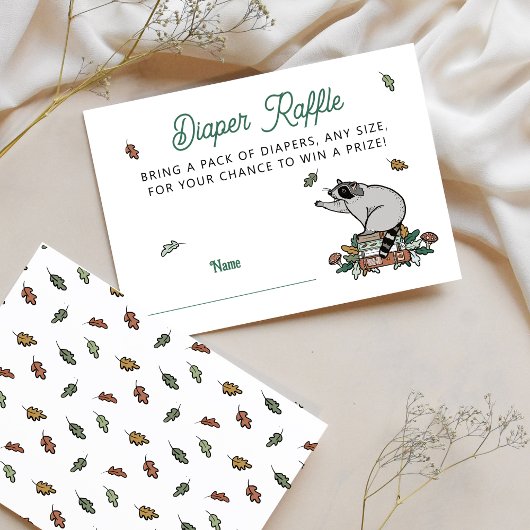 ウッドランドストーリーブックベビーシャワーおむつラッフル エンクロージャーカード