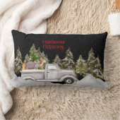 ウッドランドスノーフォールファームハウスクリスマス ランバークッション (ブランケット)