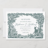 ウッドランドセージ緑の白い森のシーンシルエット 招待状 (正面)
