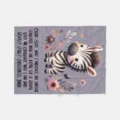 ウッドランドゼブラキッズクリスチャン祈りの言葉オンパープル | フリースブランケット (正面(横))