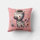 ウッドランドゼブラキッズクリスチャン祈りの言葉オンピンク | クッション (裏面)