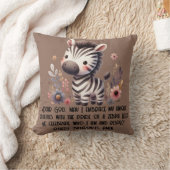 ウッドランドゼブラキッズクリスチャン祈りの言葉オンブラウン | クッション (ブランケット)