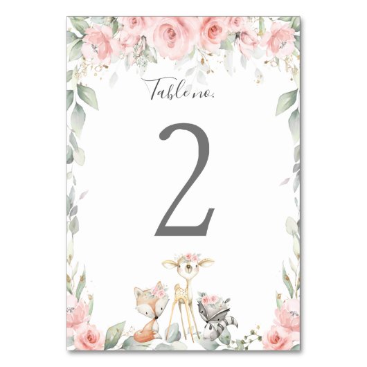 ウッドランドソフト赤面フローラベビーシャワー誕生日 テーブルナンバー (正面)