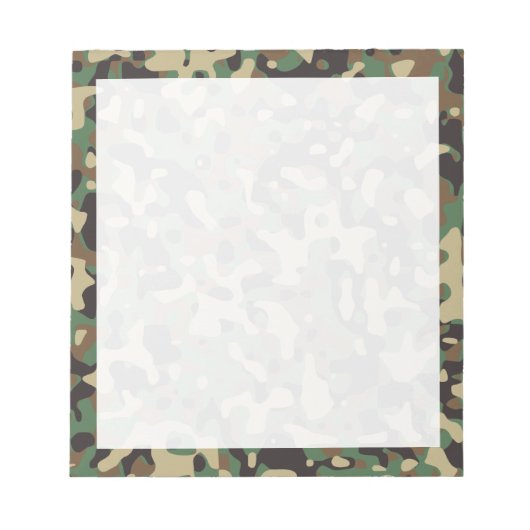 ウッドランドタンブラウングリーングレー迷彩柄カモフラージュ ノートパッド (正面)