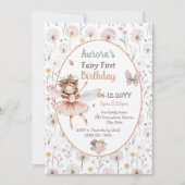 ウッドランドダンデリオン水彩妖精の最初の誕生日 招待状 (正面)