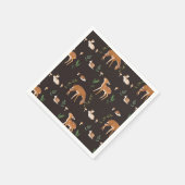 ウッドランドダーク子鹿うさぎのカタツムリ紙プレート スタンダードカクテルナプキン (角)