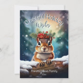 ウッドランドチップムンク明るいクリスマス素朴の森 シーズンカード (正面)