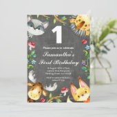 ウッドランドチャルクボード誕生日招待状 招待状 (スタンド正面)