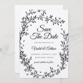 ウッドランドチャーム結婚式の日付を保存 招待状 (正面/裏面)